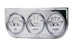 GAUGE CONSOLE, OILP/WTMP/VOLT, 2-1/16", 100 PSI/280 F/16V, WHT DIAL, CHROM